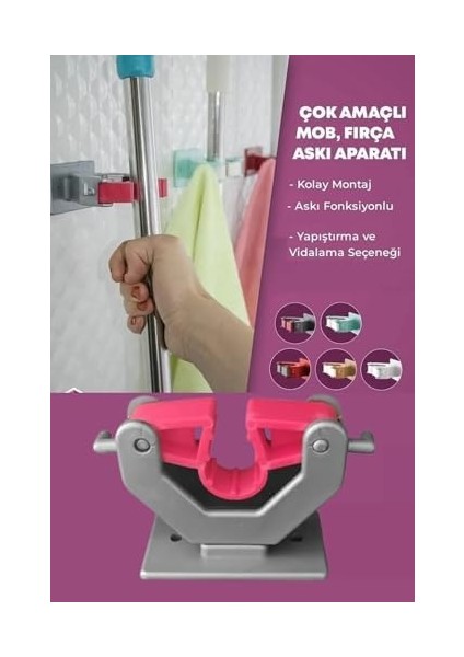 Paspas Süpürge Fırça ve Mop Askısı Sap Tutucu Mutfak ve Banyo Askısı (Üçlü) (3)(NKS130-3) modelleri