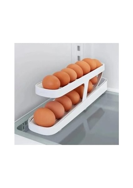 2 Katlı Otomatik Buzdolabı Yumurta Standı Yumurtalık Rafı Saklama Kabı Buzdolabı Organizer