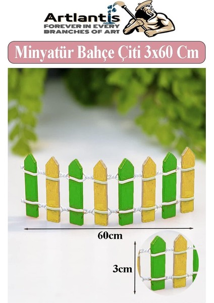 Minyatür Renkli Bahçe Çiti 3X60 cm 1 Adet Mini Bahçe Çit Teraryum Okul Proje Ev Çit Renkli Ahşap Çit