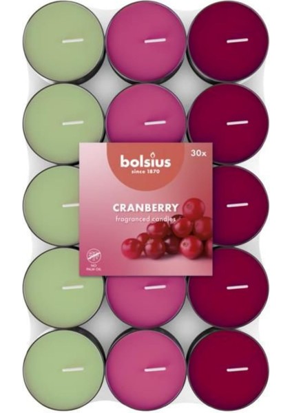 Kokulu Tealight Mum, Kızılcık Kokulu, Karışık Renkli, 30&apos;lu Paket, 3,5 Saatlik Yanma Süresi - Ev Mumu - Iç Dekorasyon - Doğal Özler - Doğal Vegan Içerir - Yağı Içermez