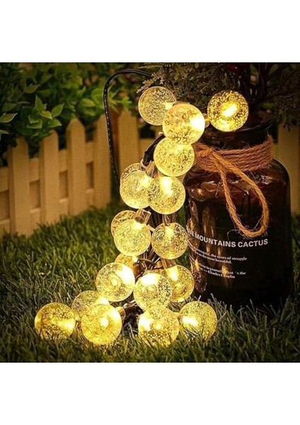 Solar Güneş Enerjili Ampul Şeklinde LED Aydınlatma 8 Metre Uzunlukta 47 Adetli, 8 Modlu Lamba LED Bahçe,, Havuz Kenarı Aydınlatması Su Geçirmez (Sarı Gün Işığı) fiyatları