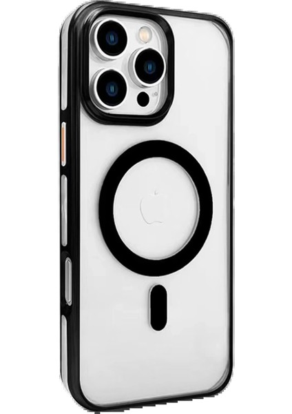 iPhone 16 Pro Max Gleam Pc Sert Magsafe Kılıf - Şeffaf-Siyah