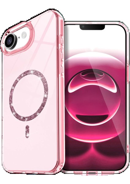 Apple iPhone 16E Live Diamond Magsafe Kapak - PEMBE-(5796) - ME001W-51DN45