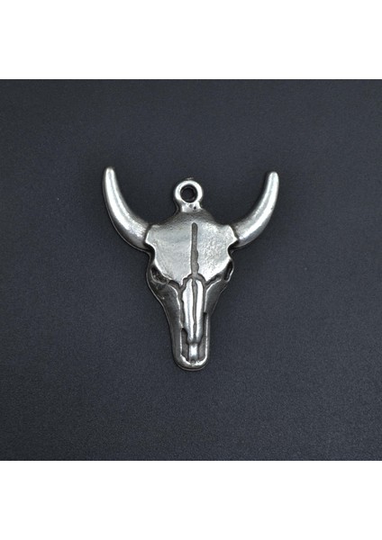 Antik Tılsım - Boğa Kuru Kafa Gümüş Kaplama Kolye Ucu