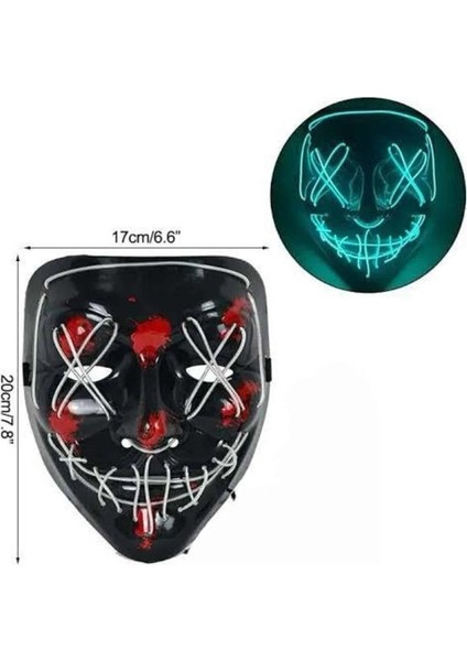 Hallowen Parti Maskesi Neon LED Işıklı Maske 3 Modlu Cadılar Bayramı Maskesi - ME001W-51VR14 fırsatları