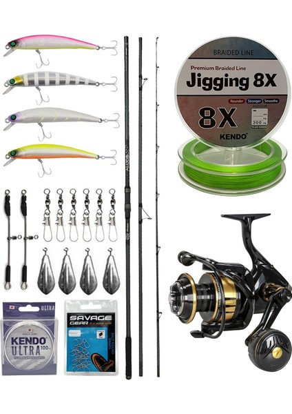 Yekoutdoor Profesyonel Olta Seti Okuma Alijos Surf 435 cm 100+250 gr 3 Parça&okuma Tesoro 8000PA Olta Makinesi