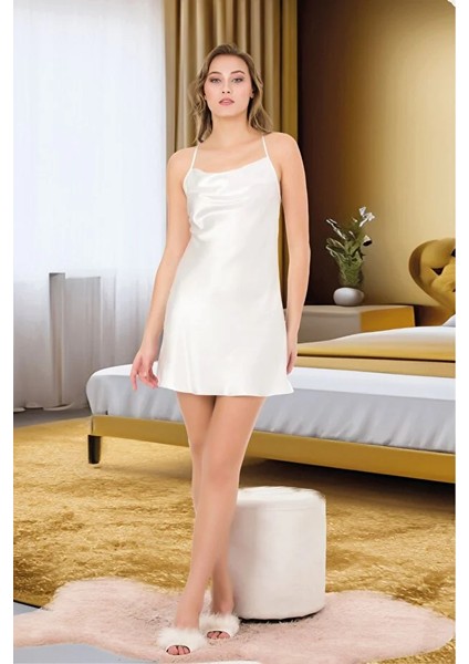 Lady Lingerie Askılı Saten Gecelik Sabahlık Takım modelleri