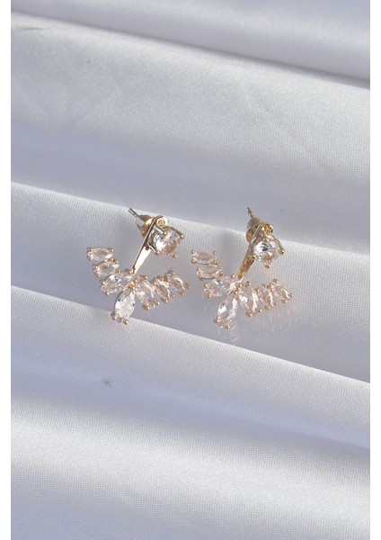 Pirinç Gold Renk Zirkon Taşlı V Model Küpe - TJ-BKP9291 fiyatları