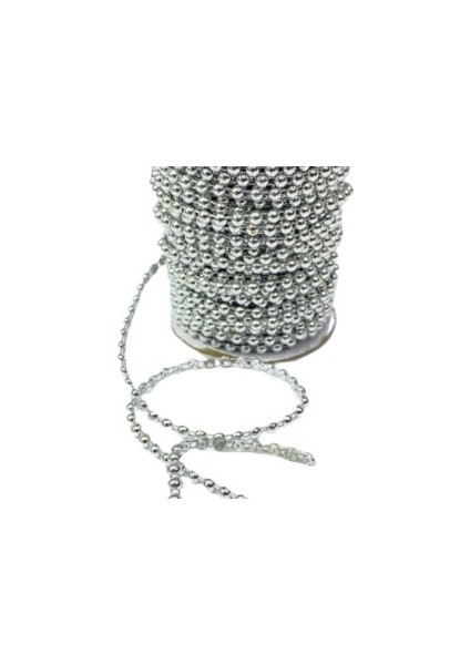 Dikilebilir Sıralı Inci Tekli En 1 cm Gümüş 10 Metre