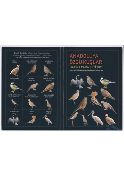 2021 Yılı Bakır Anadolu'ya Özgü Kuşlar Para Seti 12'li Özel Albümünde Çil ( Unc ) fiyatları