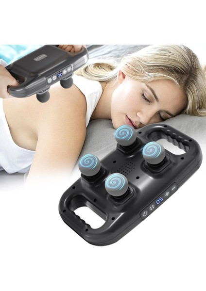 4 Başlıklı Masaj Tabancası Ergonomik Derin Doku Sırt ve Boyun Masaj Aleti Ağrı ve Sızı Giderici