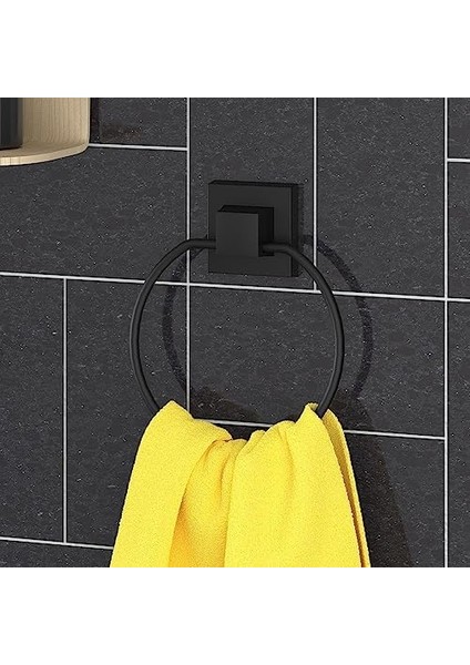 Delme Vida Matkap Yok! Yapıskanlı Yuvarlak Havluluk Mat Siyah EF235