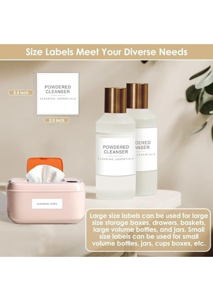 Ev Organizasyon Etiketi - 144 Parça Minimalist Banyo ve Makyaj Seti, Siyah Baskılı Beyaz Mat Zemin, Cam Kavanozlar ve Kaplar Için Suya Dayanıklı Stickerlar