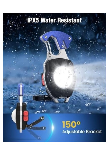 Çok Fonksiyonlu Mini El Feneri – Cob Anahtarlık Tipi, 7 Modlu 800 Lümen Işık, USB Type-C Şarjlı, Kamp Ateş Başlatıcı, Düdük, Jilet, Şişe Açacağı, Acil Durum ve Kullanım Için