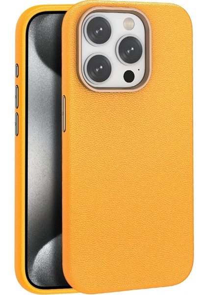iPhone 15 Pro Kılıf Wonder Deri Magsafe Kapak - Turuncu