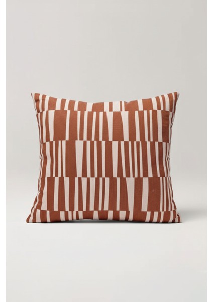 Ritmik Çizgiler – Kiremit Iskandinav Desenli Kırlent Kılıfı 45X45 cm