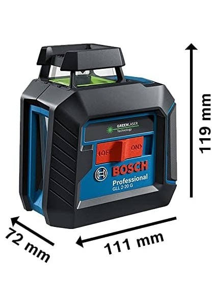 Professional Gll 2-20 G Çizgi Lazer (20M Çalışma Alanı, 4 x Aa Pil, Ip 64 Toza Karşı Koruma Sistemi, Yeşil Lazer, LB10 Tutucu, DK10 Tavan Klipsi, Takım Çantası) fiyatları