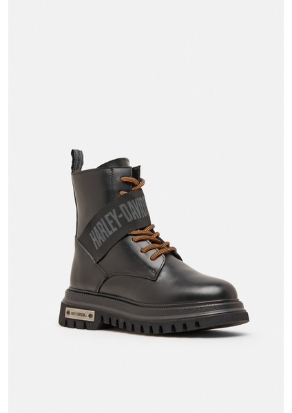 Beckı Siyah Deri Kadın Bot