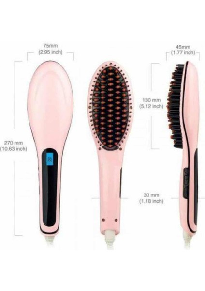 Elektrikli Saç Düzleştirici Tarak Saç Düzleştirici Fırça Sıkı Dişli Pembe - ME001W-51M3D indirimleri