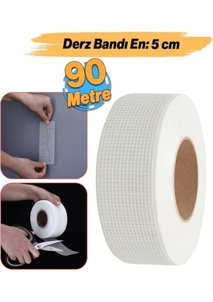 Yapışkanlı Derz Bandı 90 Metre Iç Dış Cephe Sıva Filesi 5 cm Tamir Sıvası Yalıtım Montalama Bant modelleri