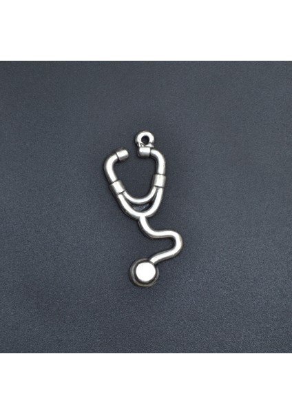Doktor Steteskop Gümüş Kaplama Kolye Ucu