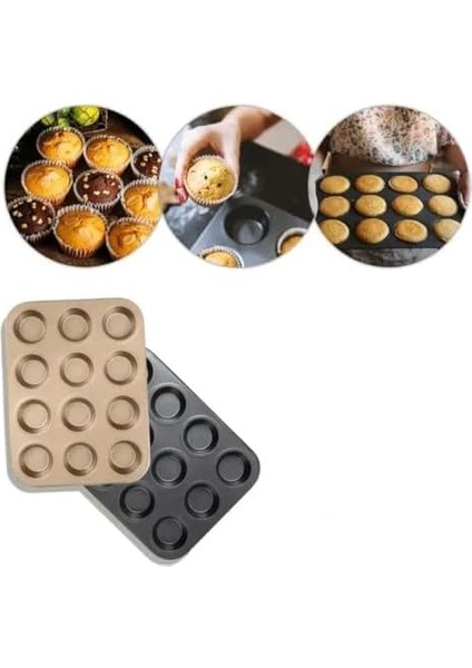 12 Bölmeli Premium Metal Muffin ve Tepsisi - Yapışmaz, Eşit Pişirme Özellikli Kalıp modelleri