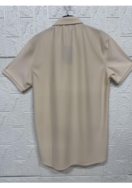 Kısa Kollu Bürümcük Doku Sade Gömlek fiyatları