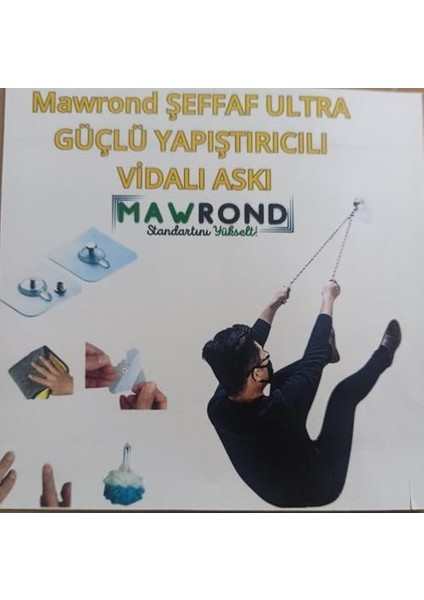 Ultra Kuvvetli, Kendinden Yapışkanlı Şeffaf Askı (5 Vidalı +5 Kancalı Askı) modelleri