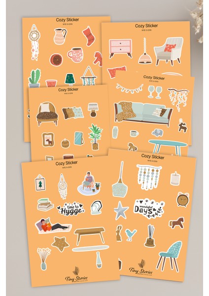 Cozy Temalı Sticker Seti - 6 Adet / Ajanda, Defter,bullet Journal,scrapbook