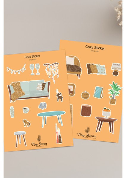 Cozy Temalı Sticker Seti - 6 Adet / Ajanda, Defter,bullet Journal,scrapbook modelleri