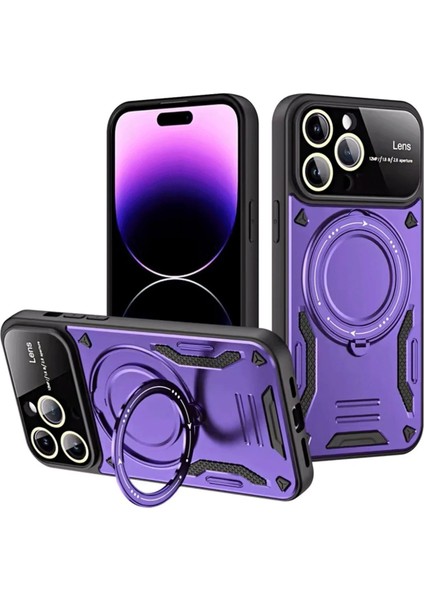 iPhone 16 Pro Max Kılıf Joy Lens Standlı Kapak - Mor