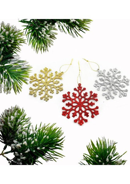 Yılbaşı Ağacı Için Asılabilir Kar Tanesi Süsleri – Parlak Simli Dekor Seti (3’lü)