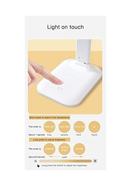 Çalışma Masası Lambası, LED Masa Lambası, Kısılabilir Masa Lambası, Dokunmatik Şalter, 3 Renk ve 10 Parlaklık Seviyesi, Göz Dostu Masa Lambası, Gece Lambası, Ofis, Okuma, Ders Çalışma Için