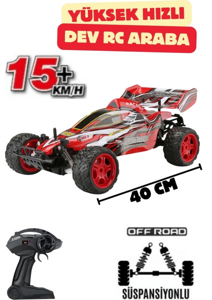 Uzaktan Kumandalı Şarjlı Işıklı Off Road Arazi Aracı 15 Km/h Yapan Yüksek Hızlı Drift Arabası 40CM
