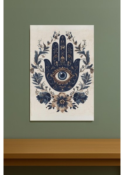 Fatma'nın Eli Nazar Göz Çiçekli %100 Pamuk Kanvas Tablo fiyatları