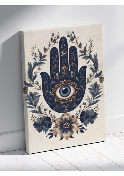 Fatma'nın Eli Nazar Göz Çiçekli %100 Pamuk Kanvas Tablo fırsatları