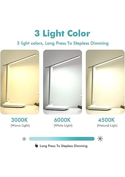 Çalışma Masası Lambası, LED Masa Lambası, Kısılabilir Masa Lambası, Dokunmatik Şalter, 3 Renk ve 10 Parlaklık Seviyesi, Göz Dostu Masa Lambası, Gece Lambası, Ofis, Okuma, Ders Çalışma Için modelleri