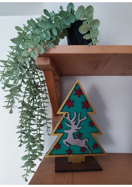 Elaca Dekoratif Ahşap Işıksız Noel Ağacı – Geyik Figürlü, Yılbaşı Süsü fiyatları