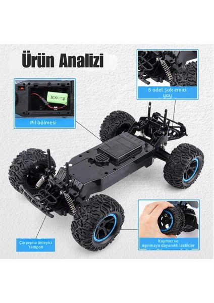 Uzaktan Kumandalı Şarjlı Yüksek Hızlı Off Road Arazi Aracı 15 Km/h Yapan Drift Atan Rc Arabası 40CM fırsatları