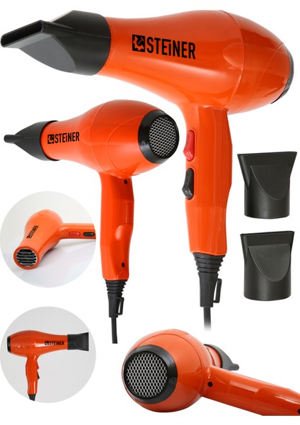 3400 W Profesyonel Saç Kurutma Makinesi Fön Makinesi Ac Motor MS-9001 Turuncu + 2 Adet Başlık fiyatları
