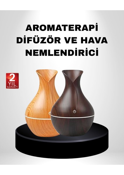 Aromaterapi Difüzör Ahşap Desenli ve Ultrasonik Nemlendirici LED Işıklı - BI001V-4YTXO5