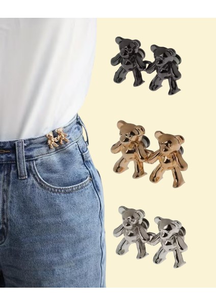 Pantolon Beli Daraltma Aparatı, Broş, Ayıcık Kemer , Gümüş Renk Ayıcık Bel Daraltma Çıtçıtı, Dayanıklı Demir Çıtçıt, Kot Pantolon Daraltma Aparatı, Kadın