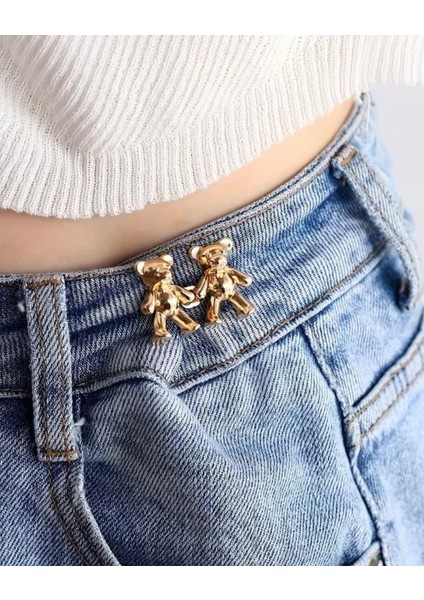 Pantolon Beli Daraltma Aparatı, Broş, Ayıcık Kemer , Gümüş Renk Ayıcık Bel Daraltma Çıtçıtı, Dayanıklı Demir Çıtçıt, Kot Pantolon Daraltma Aparatı, Kadın