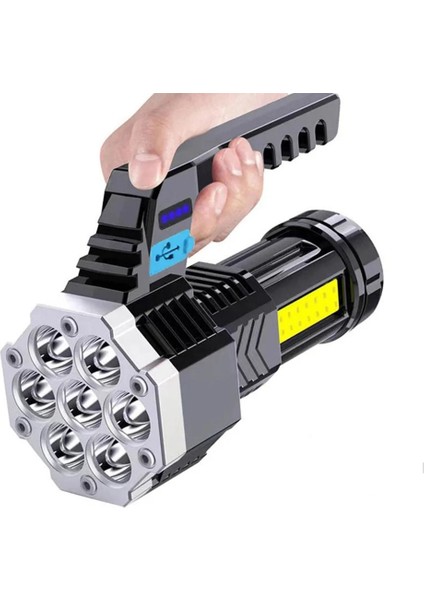 7 Başlıklı Çok Fonksiyonlu Şarjlı El Feneri HS30