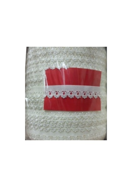 Çamaşır Lastiği Dantelli 1 cm 75 Metre 1 Top Kırık Beyaz