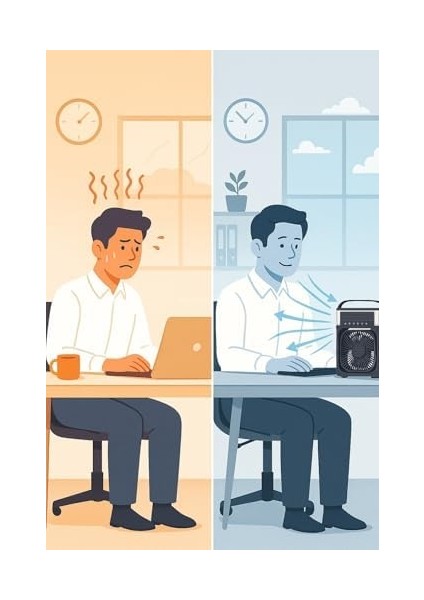 Soğuk Buharlı Masaüstü Sulu Vantilatör Mini Hava Soğutucu Fan Su Hazneli Taşınabilir Kişisel Klima Sessiz USB Ofis Ev Oda Kullanımına Uygun