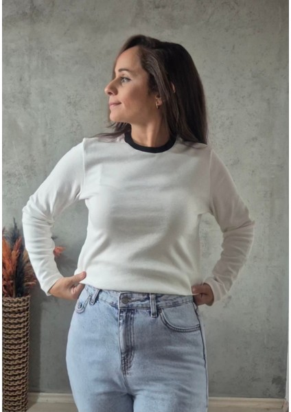 Bisiklet Yaka Uzun Kollu Tişört