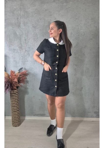 Gold Düğmelı Tüvıt Elbise