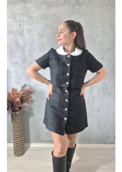 Gold Düğmelı Tüvıt Elbise modelleri