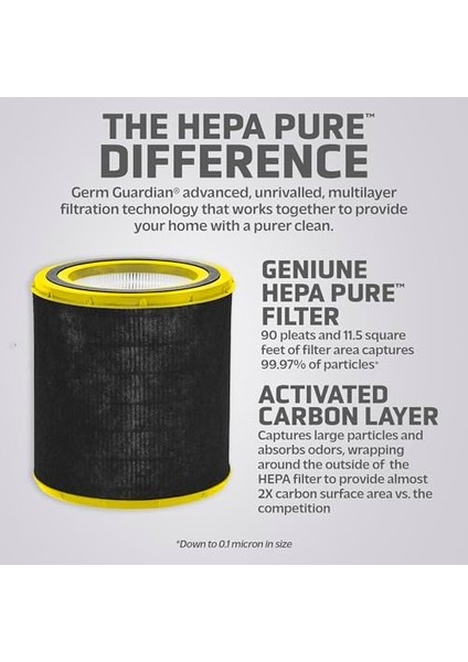 Germ FLT4700 360 Derece Gerçek Hepa Gerçek Hava Temizleyici Yedek Filtre M, Germguardian AC4700 Için Aktif Karbon Filtreli